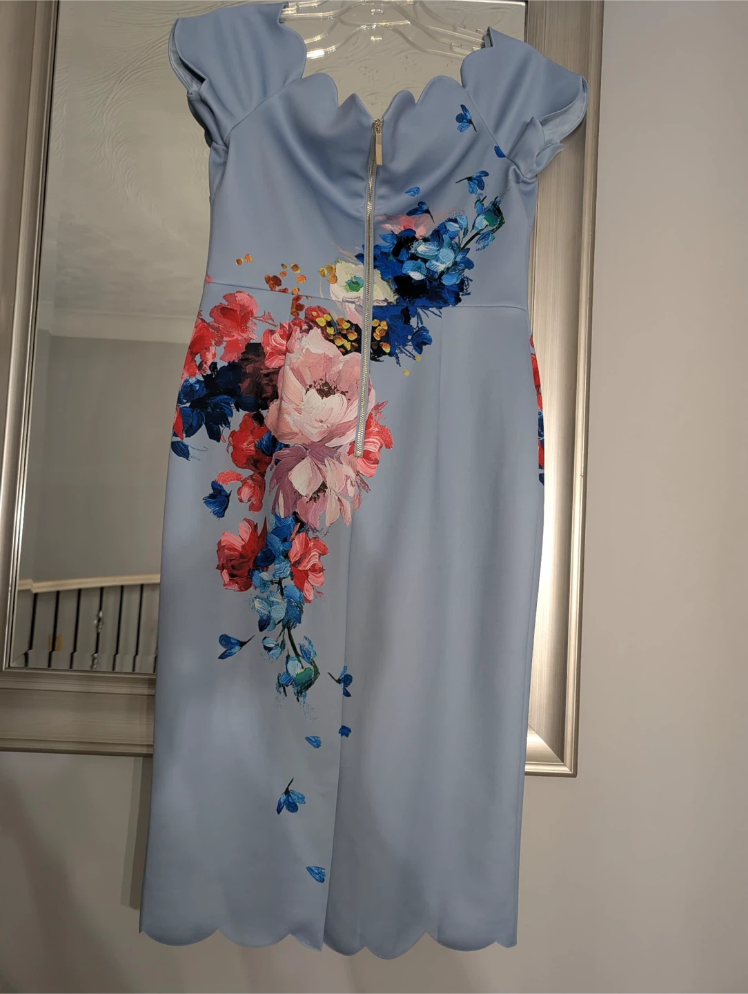 New Ted Baker Floral Print Scalloped Neckline Dress - photo 3