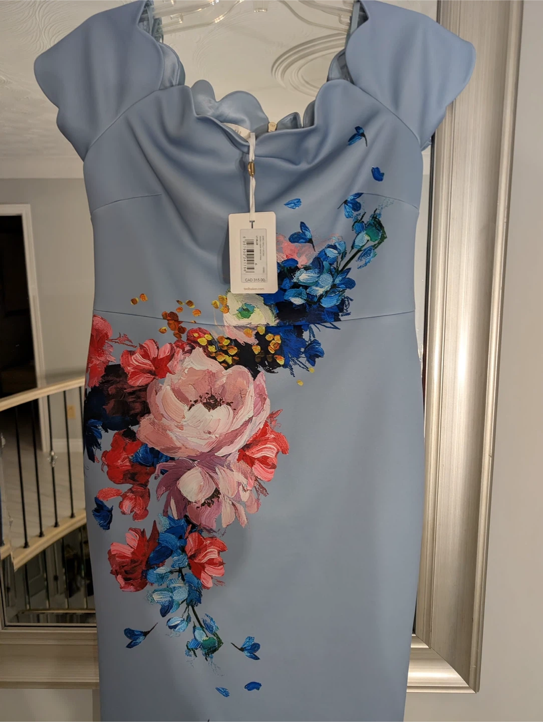 New Ted Baker Floral Print Scalloped Neckline Dress - photo 2