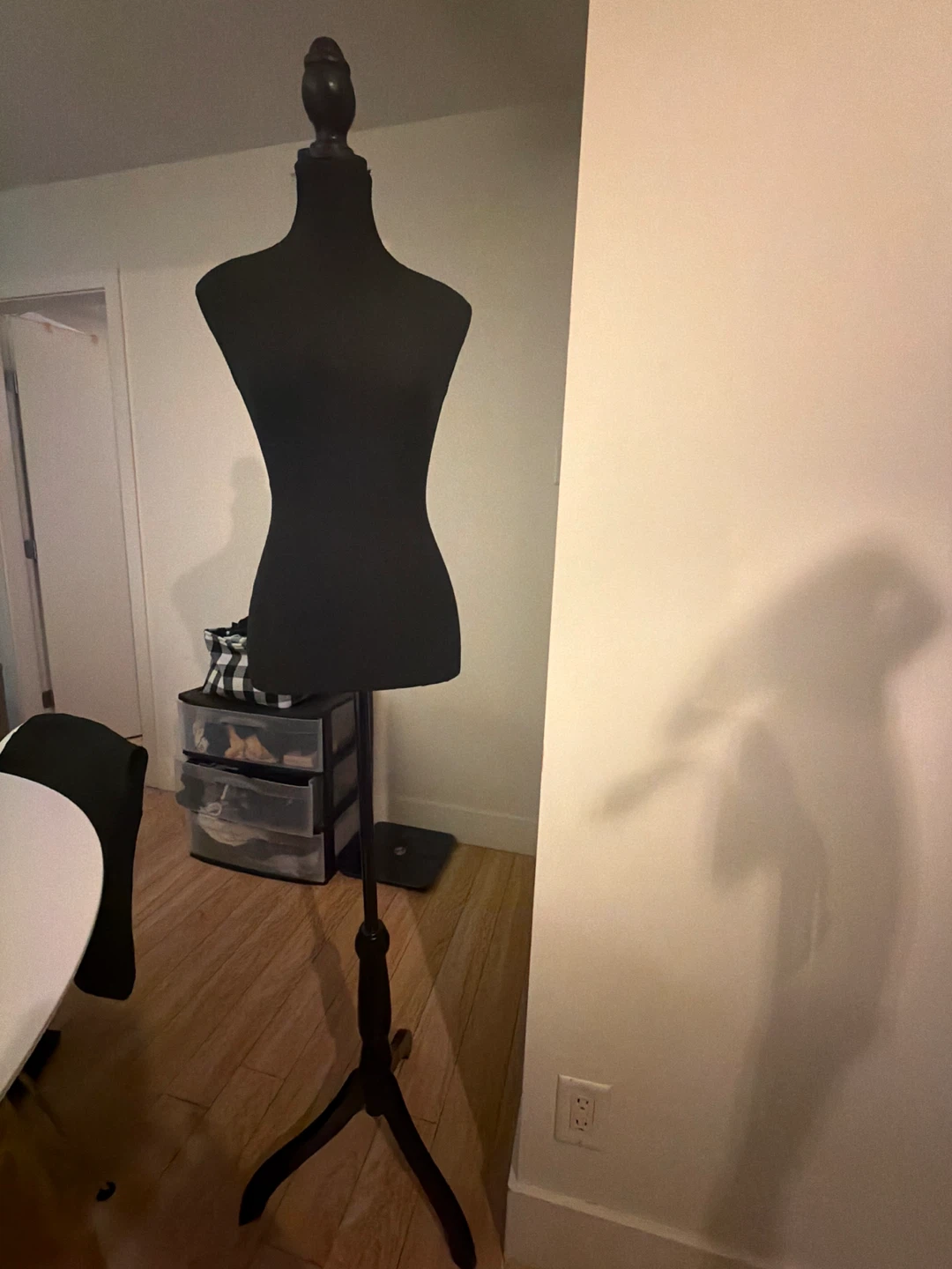 Black Dress Form Mannequin with Wooden Tripod Stand