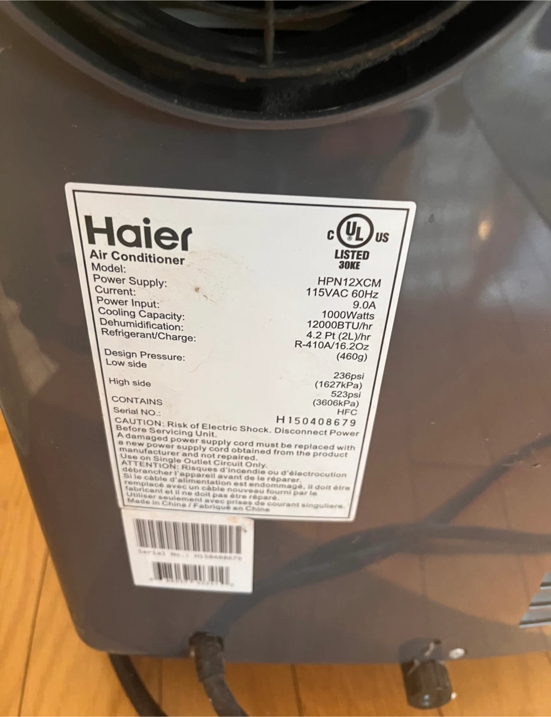 Haier Portable Air Conditioner 12000 BTU - photo 3