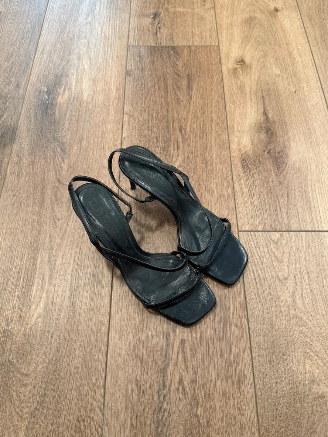ZARA Black Strappy Heeled Sandals