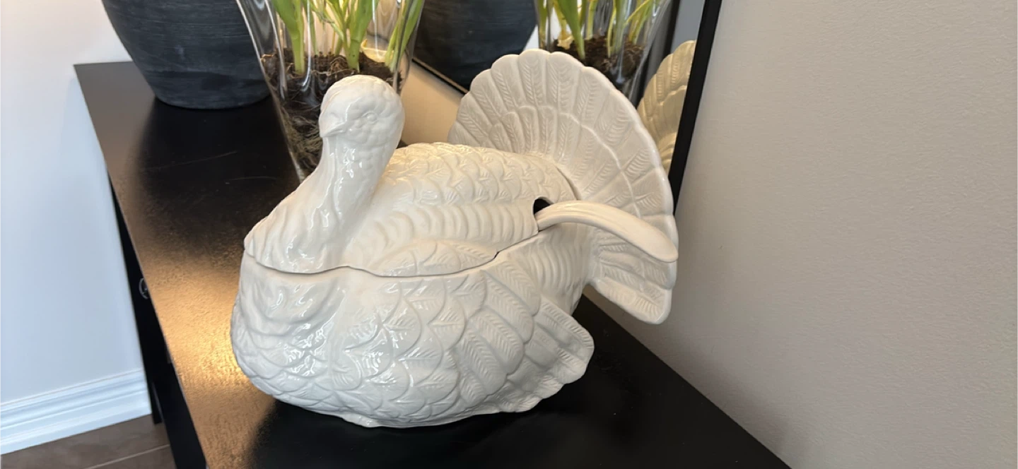 White Ceramic Turkey Tureen with Ladle - photo 2