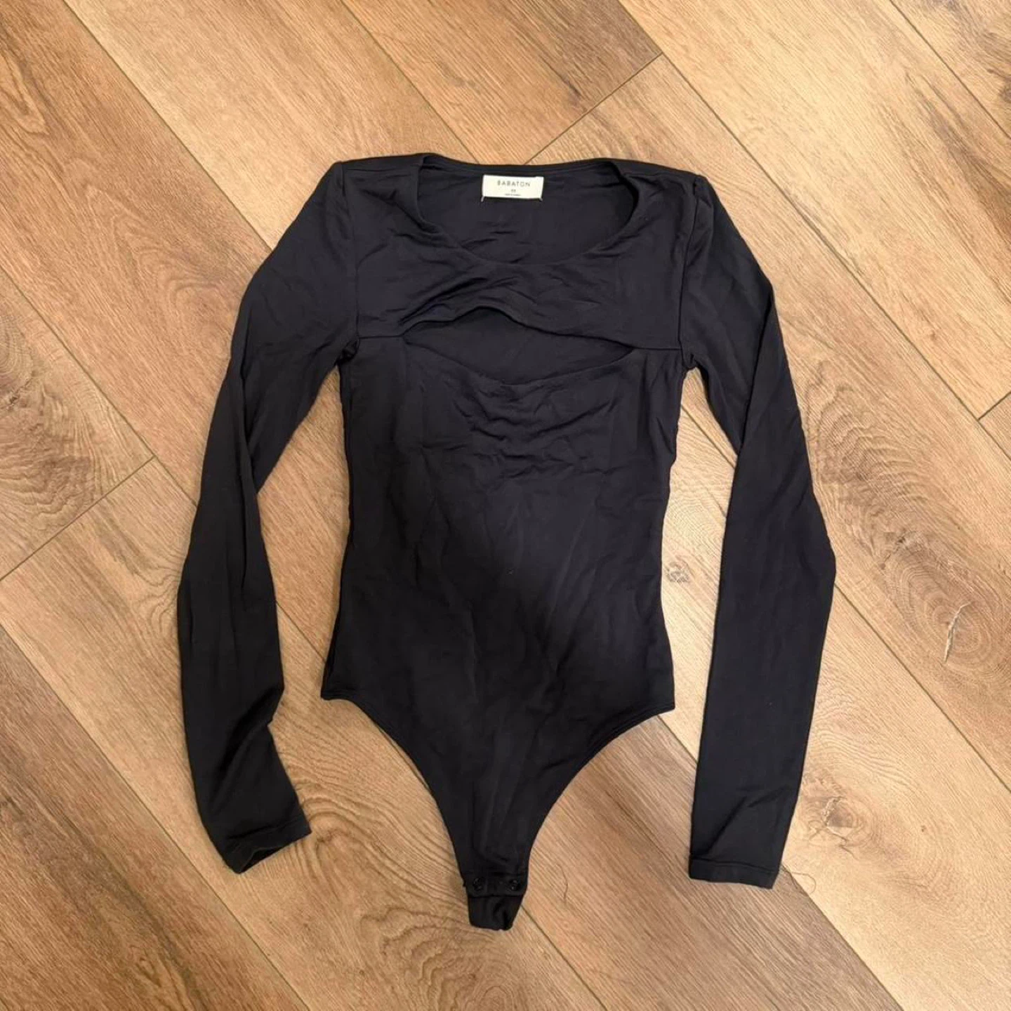 Babaton Black Long Sleeve Cutout Bodysuit - photo 2