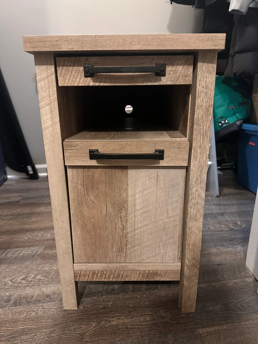Wood Side Table with Drawer and Shelf