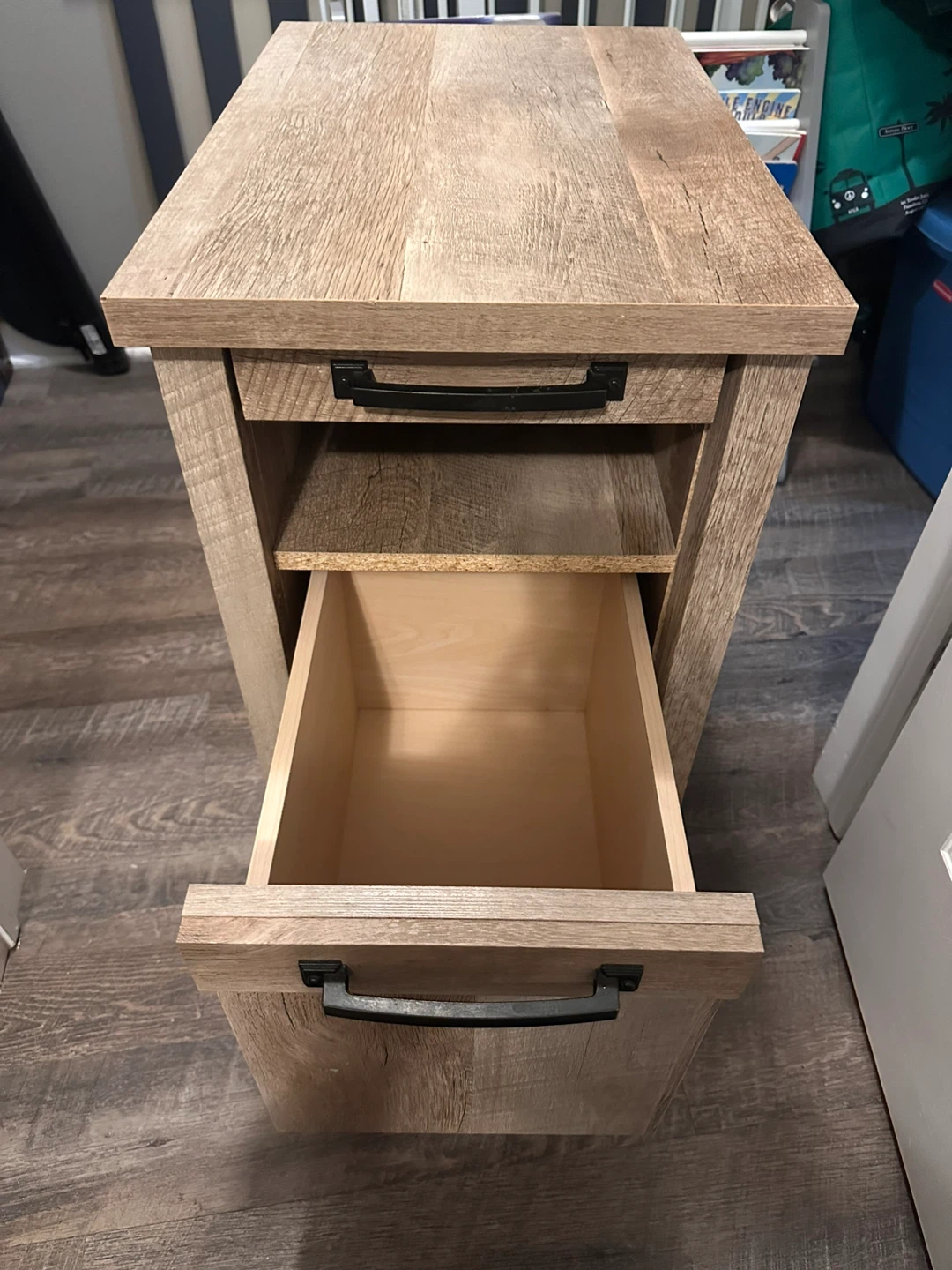 Wood Side Table with Drawer and Shelf - photo 3