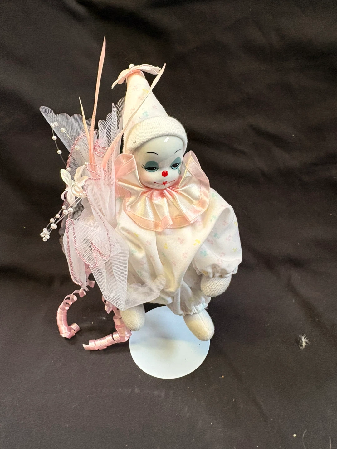 Vintage Clown Doll with Tulle and Pearls