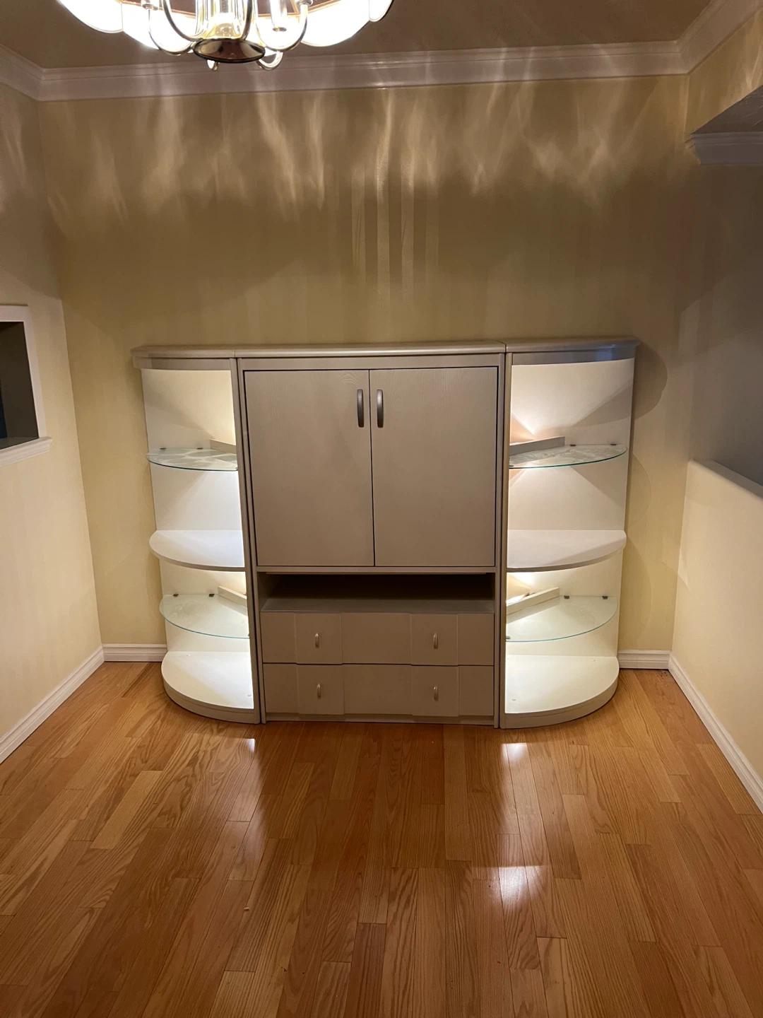 Storage cabinet with display shelves