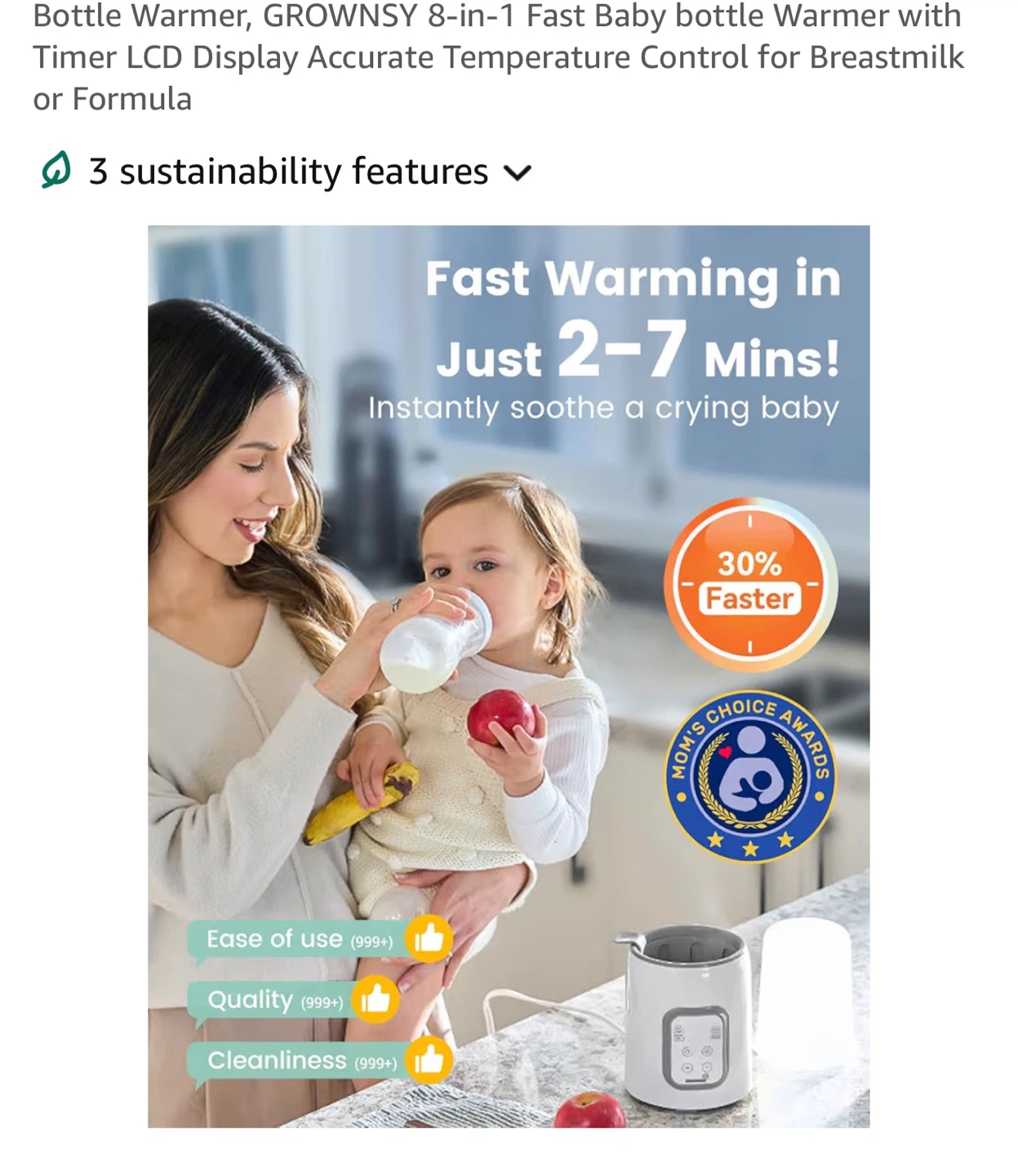 Growsy 8-in-1 Fast Baby Bottle Warmer with Timer LCD - photo 2