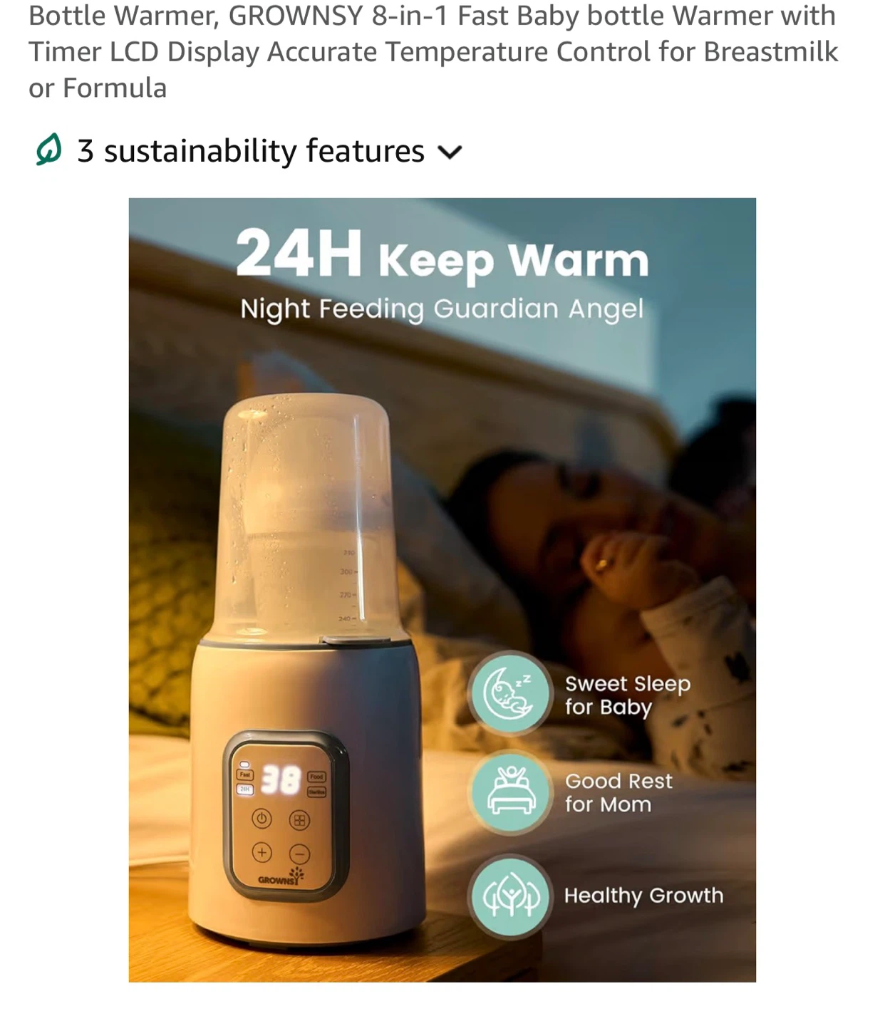 Growsy 8-in-1 Fast Baby Bottle Warmer with Timer LCD - photo 5