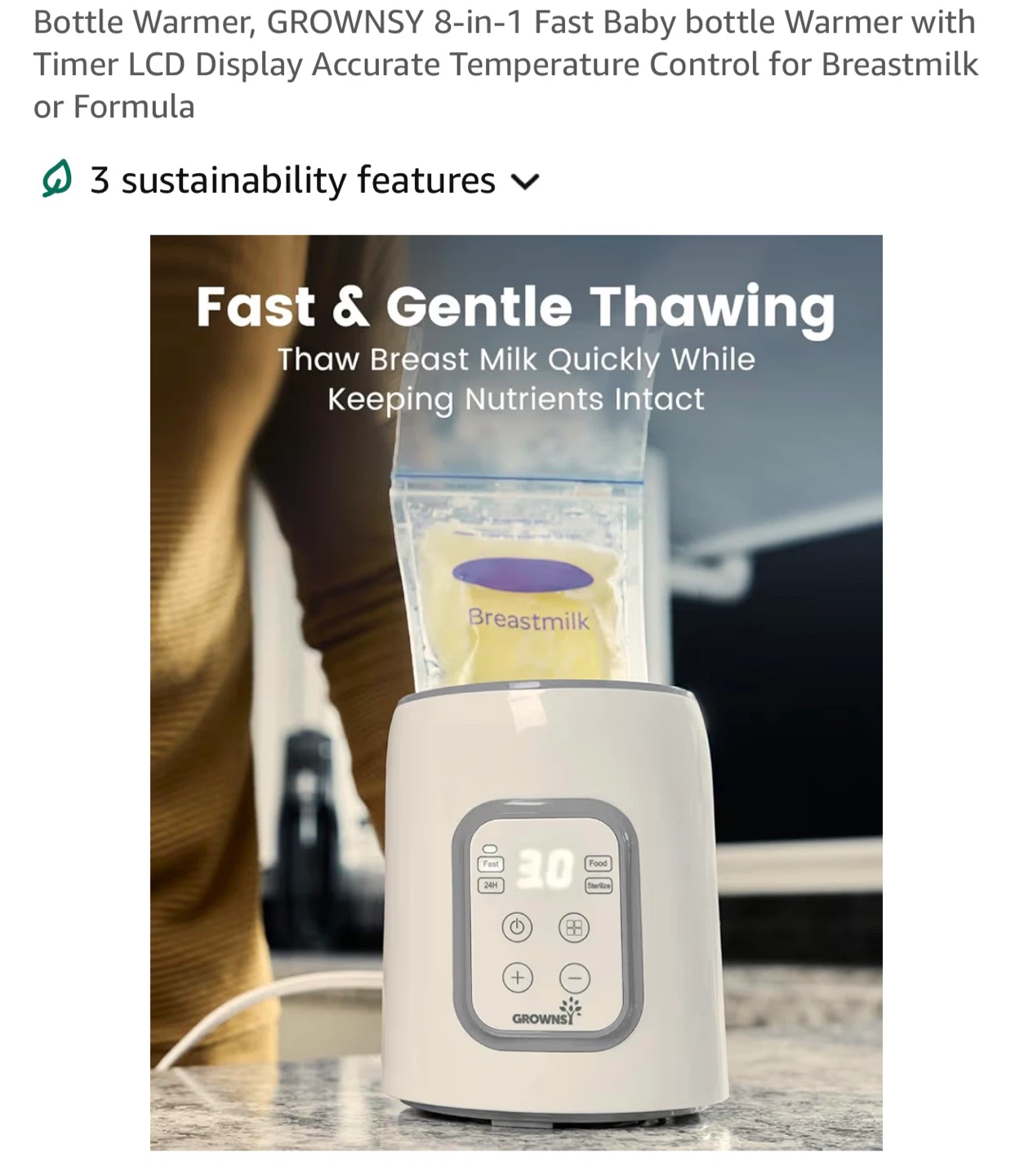 Growsy 8-in-1 Fast Baby Bottle Warmer with Timer LCD - photo 4