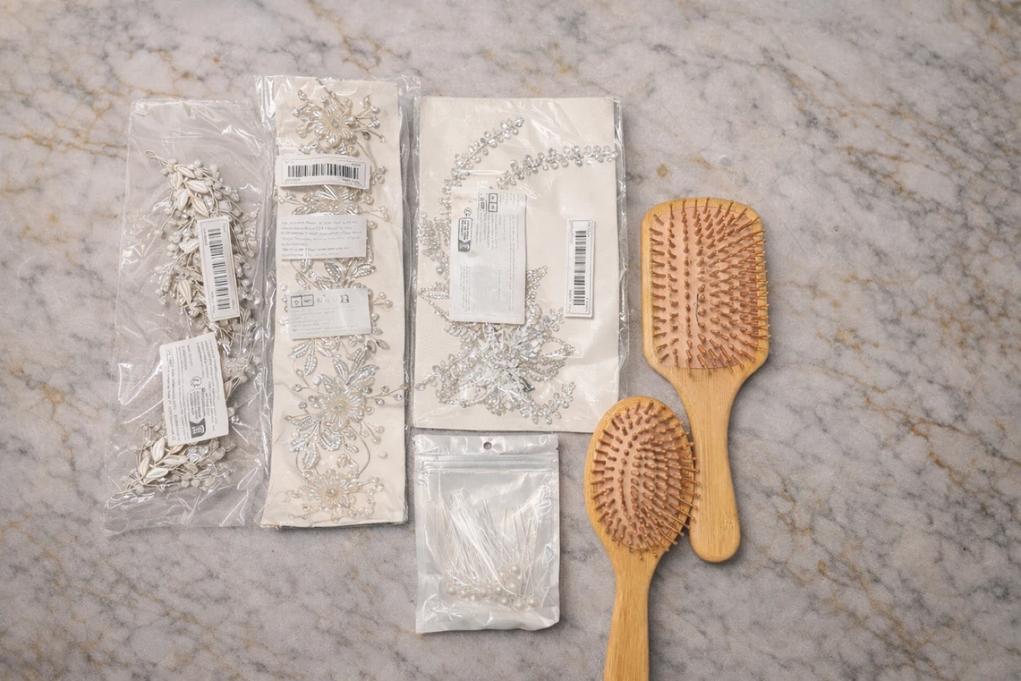 Silver Bridal Hair Accessories & Wooden Hair Brushes