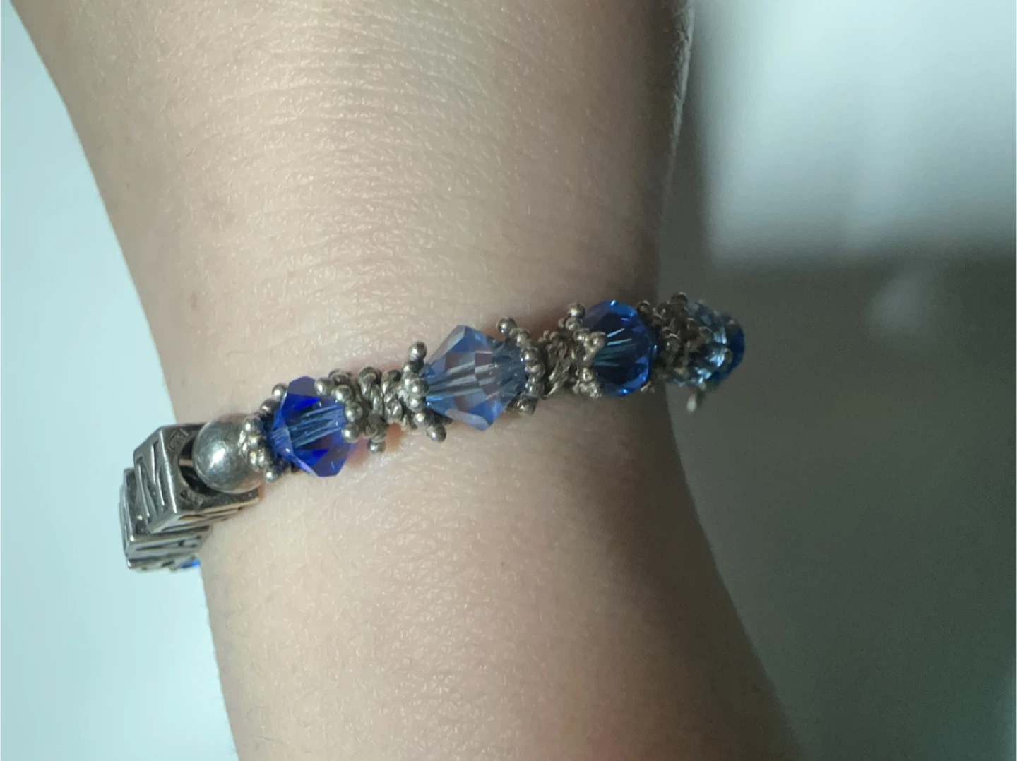 “SAM”Sterling Silver Dark/Light Blue Crystal Bracelet