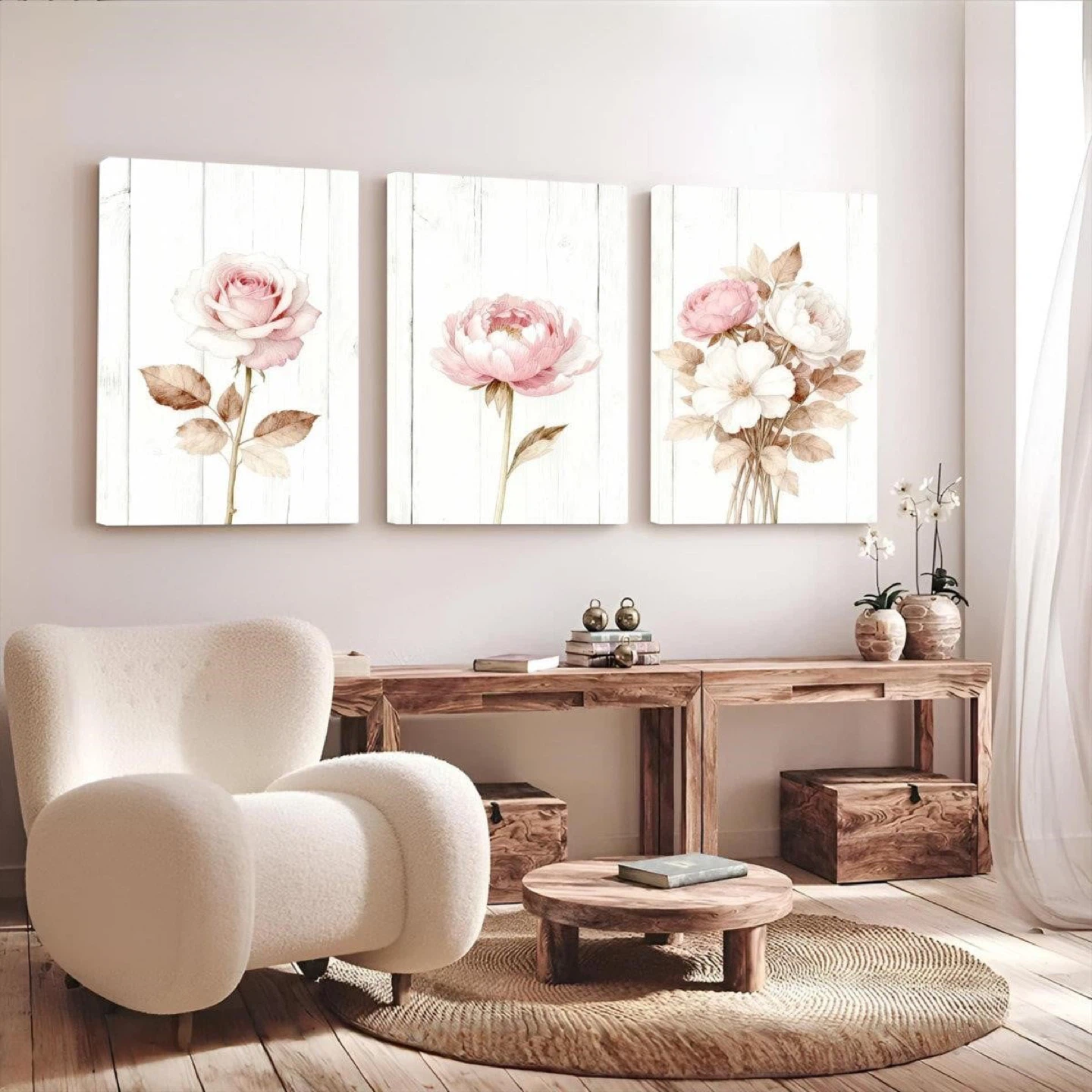 Set of 3 Floral Canvas Wall Art - photo 2