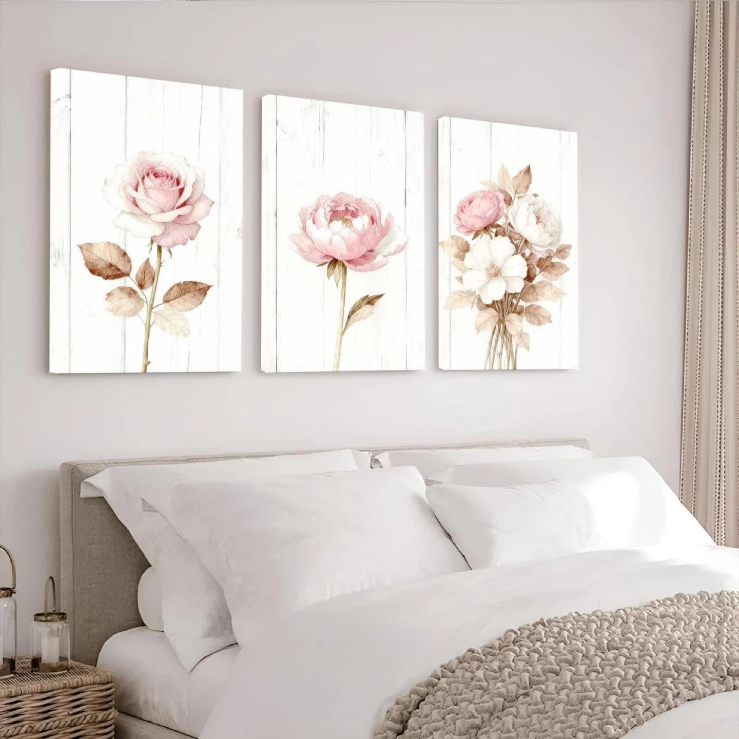 Set of 3 Floral Canvas Wall Art