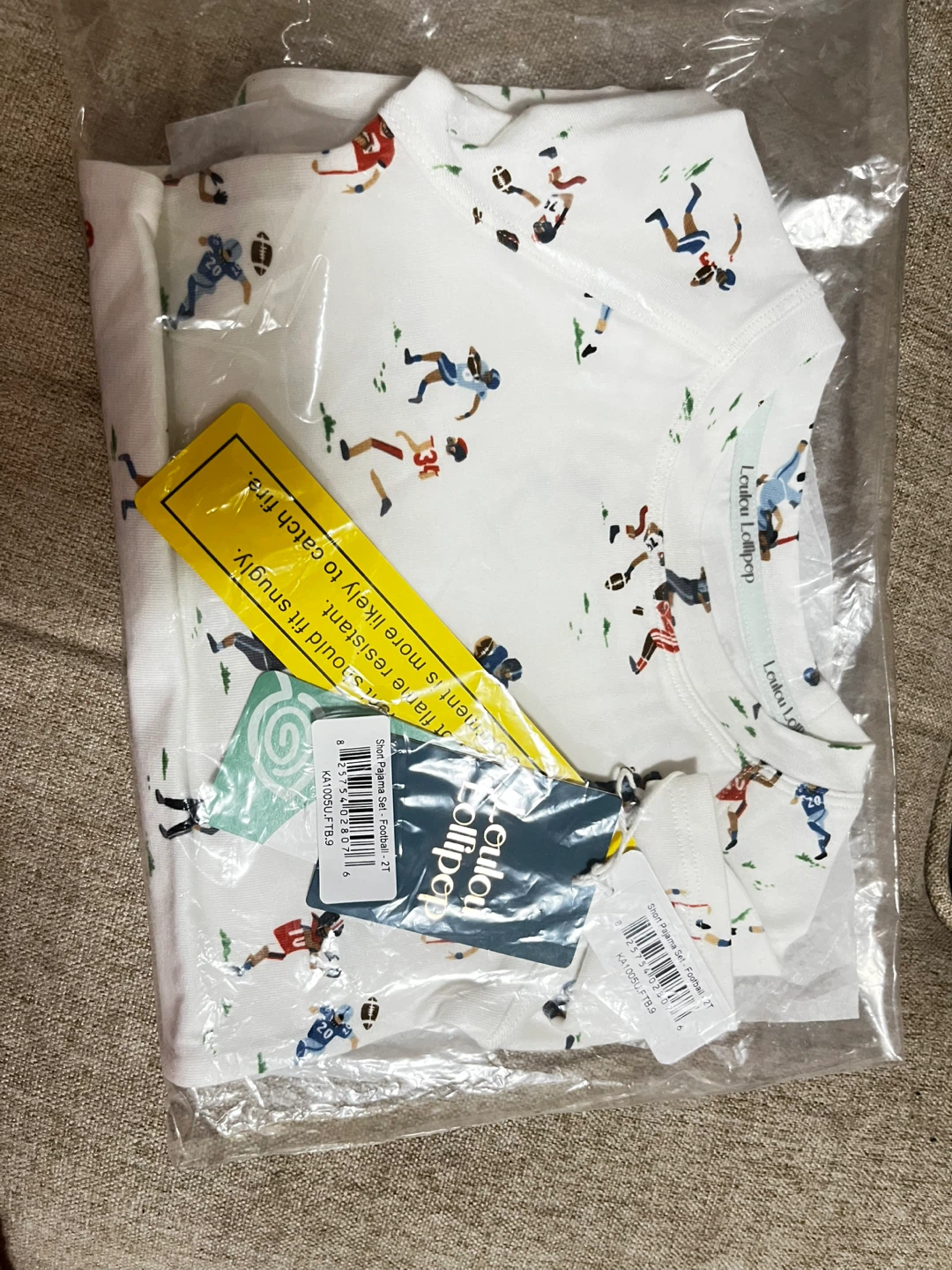 Louie & Lollipop Football Print Pajama Set - photo 4