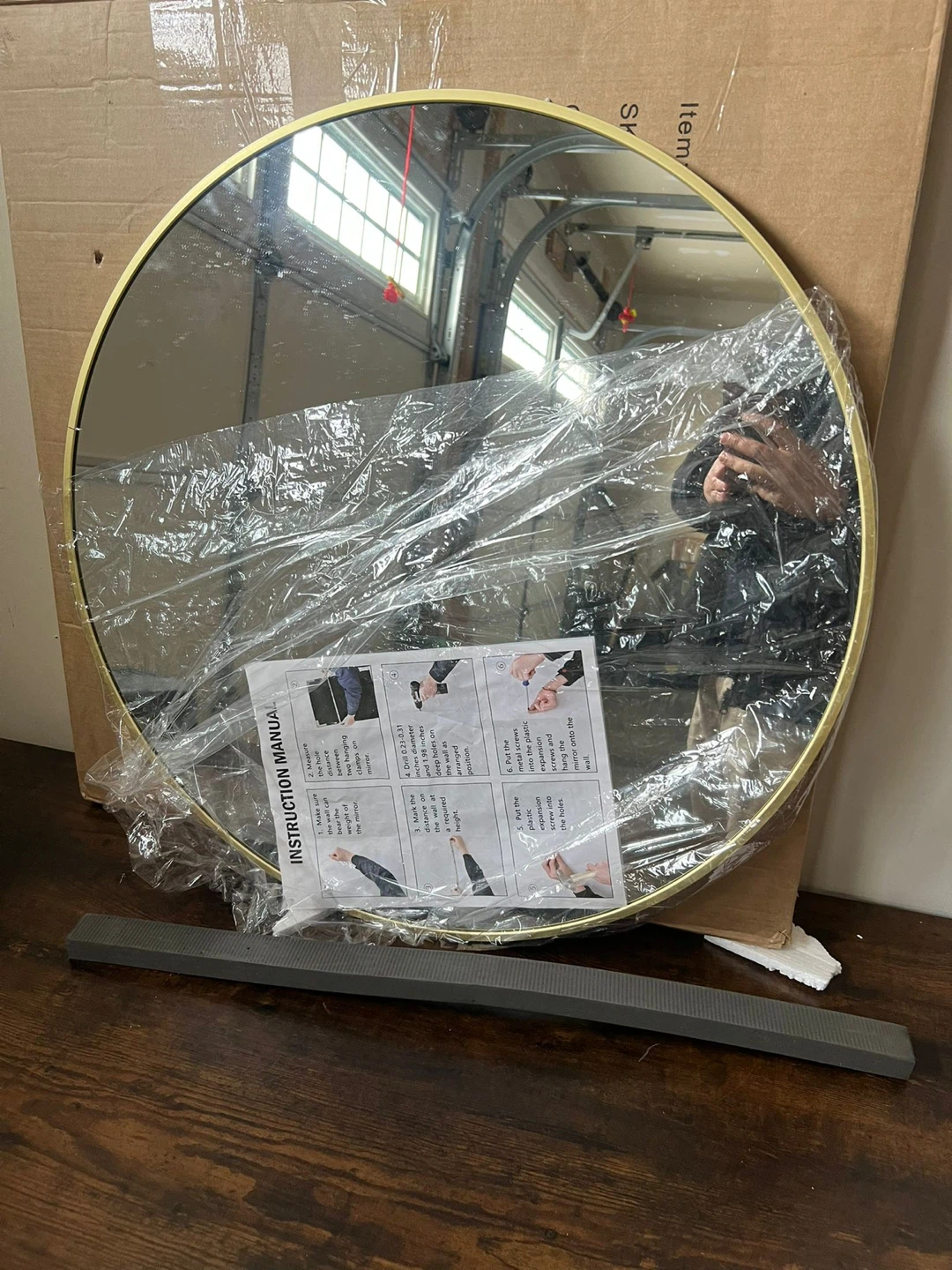 Round Gold Aluminum Alloy Frame Mirror - photo 4