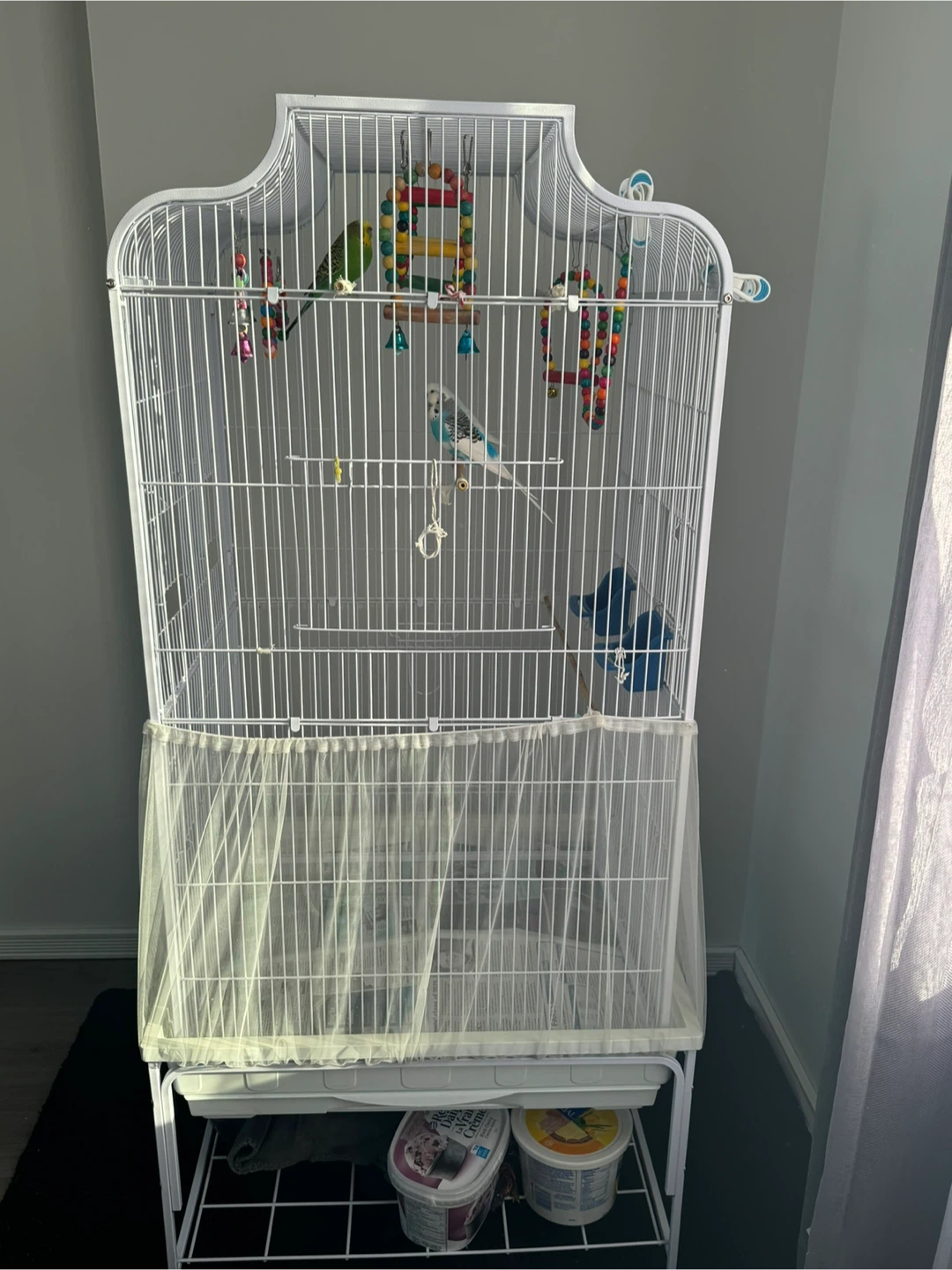 White Bird Cage with Accessories