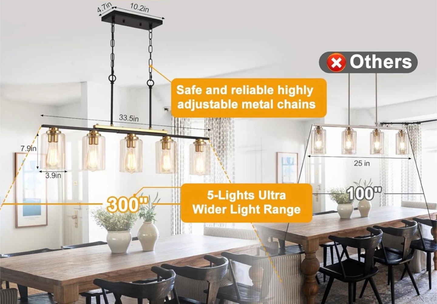 5-Light Chandelier with Clear Glass Shades - photo 4