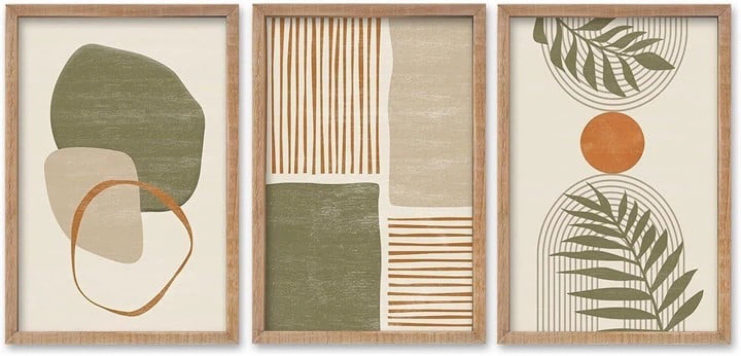 Set of 3 Framed Botanical Abstract Wall Art Prints - photo 2