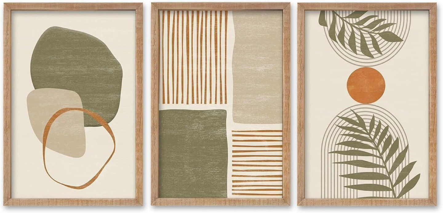 Set of 3 Framed Botanical Abstract Wall Art Prints - photo 3