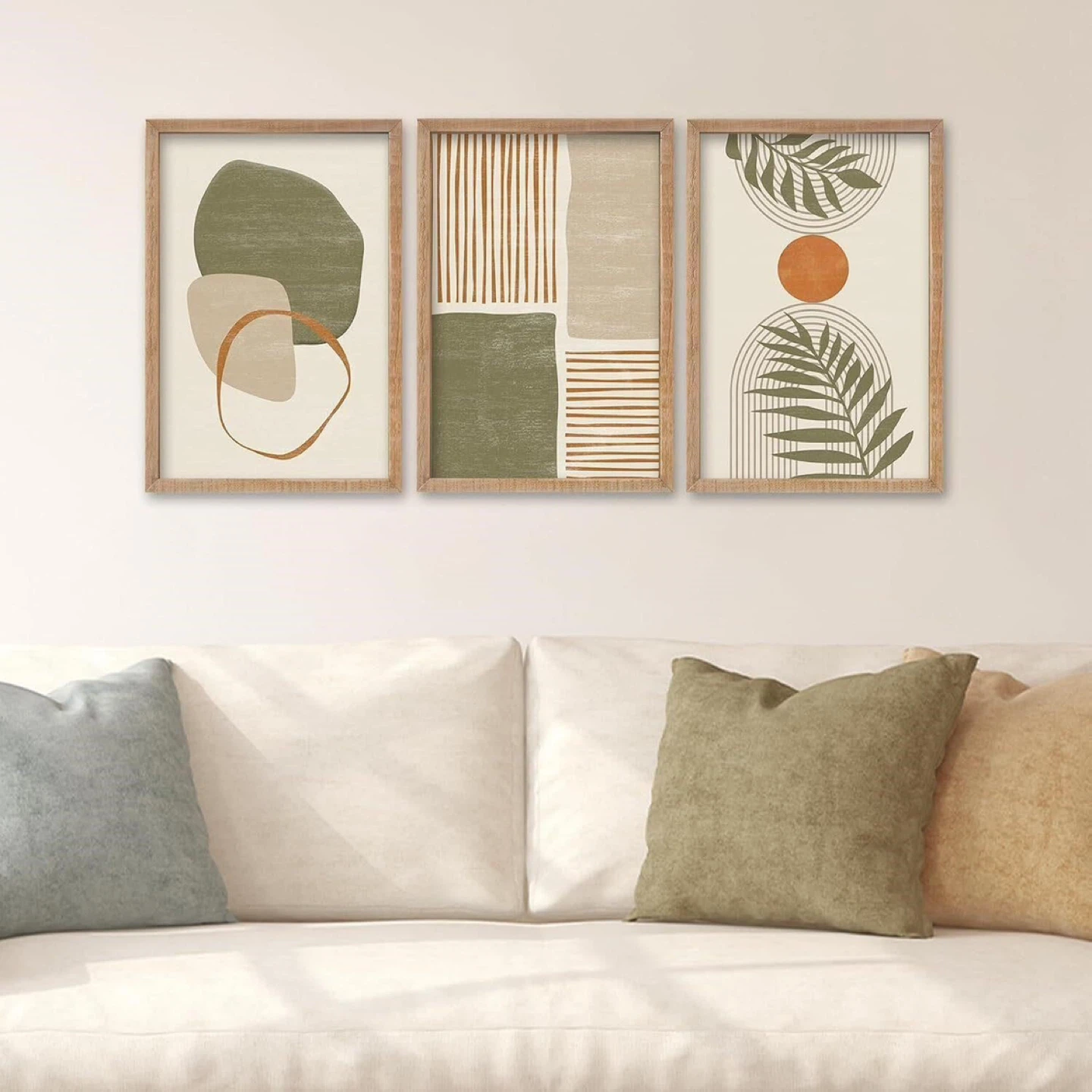 Set of 3 Framed Botanical Abstract Wall Art Prints