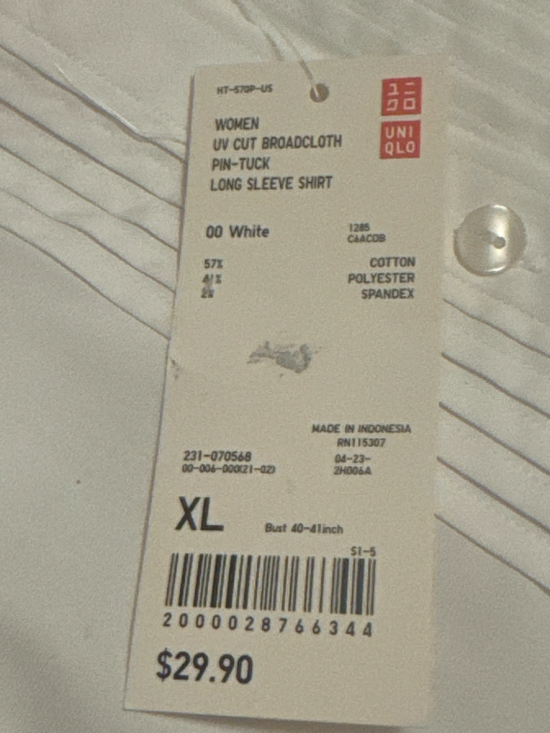 UNIQLO Women's  UV Cut Long Sleeve Shirt - White, XL - photo 3