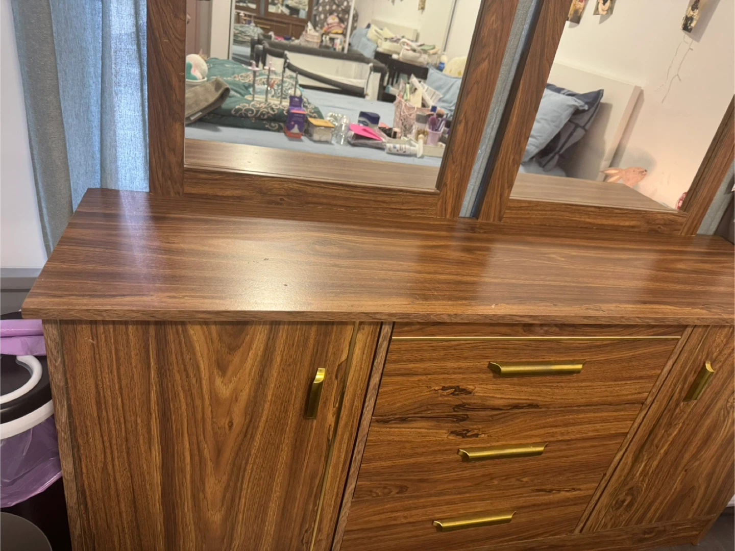 Wood Dresser with Mirror