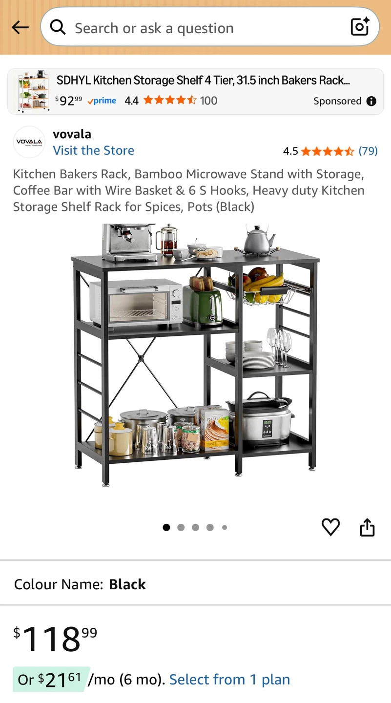 Kitchen Bakers Rack/microwave stand