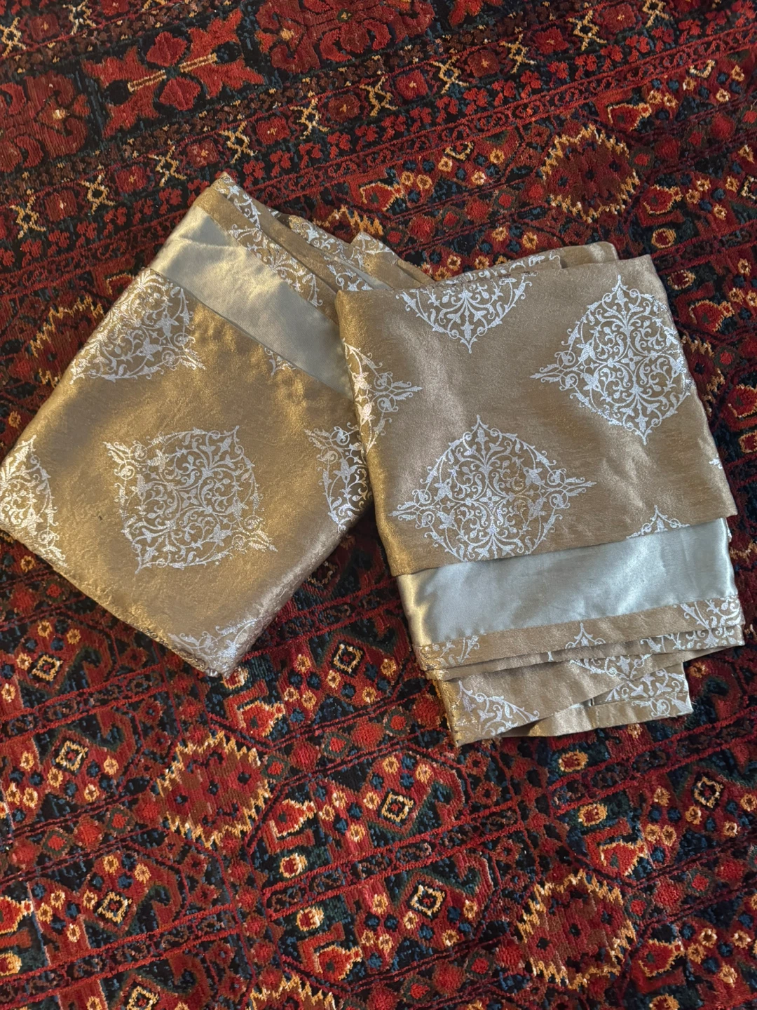 Gold Damask Curtains (Pair)