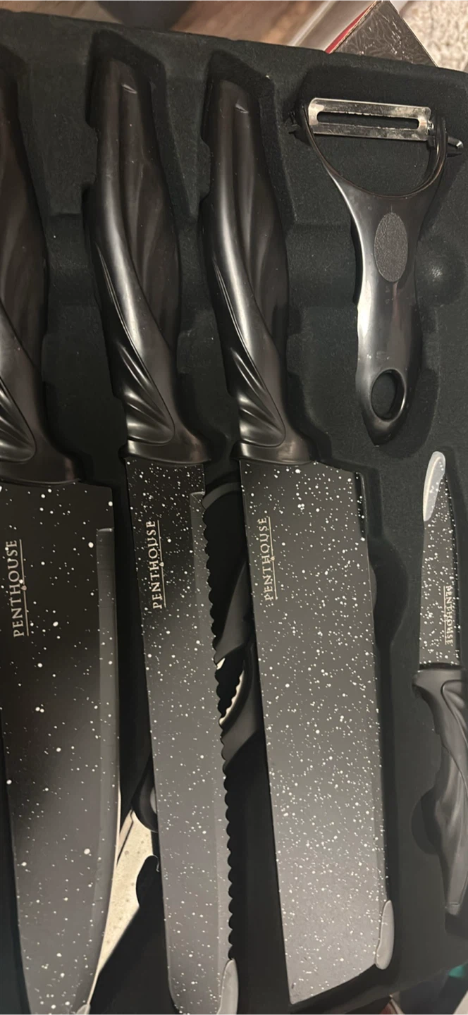 PENTHOUSE 6-Piece Marble Coating Knife Set with Peeler & Shears - photo 3