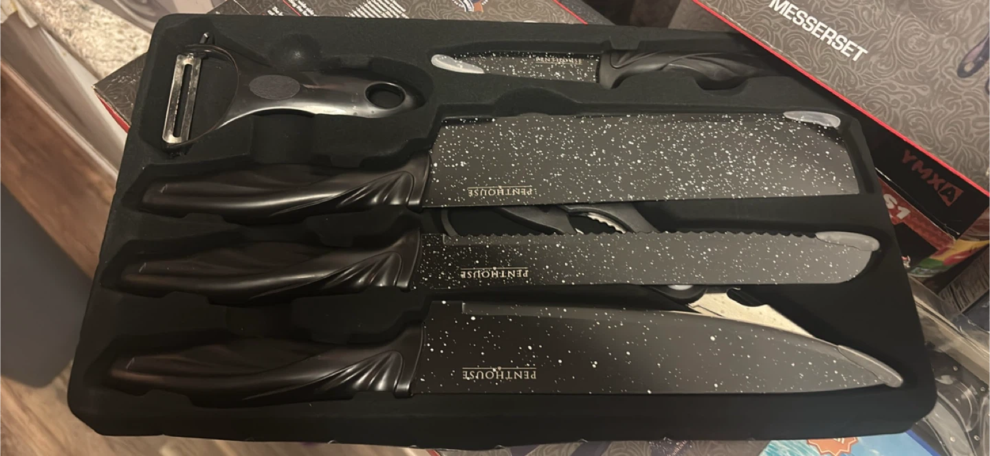 PENTHOUSE 6-Piece Marble Coating Knife Set with Peeler & Shears