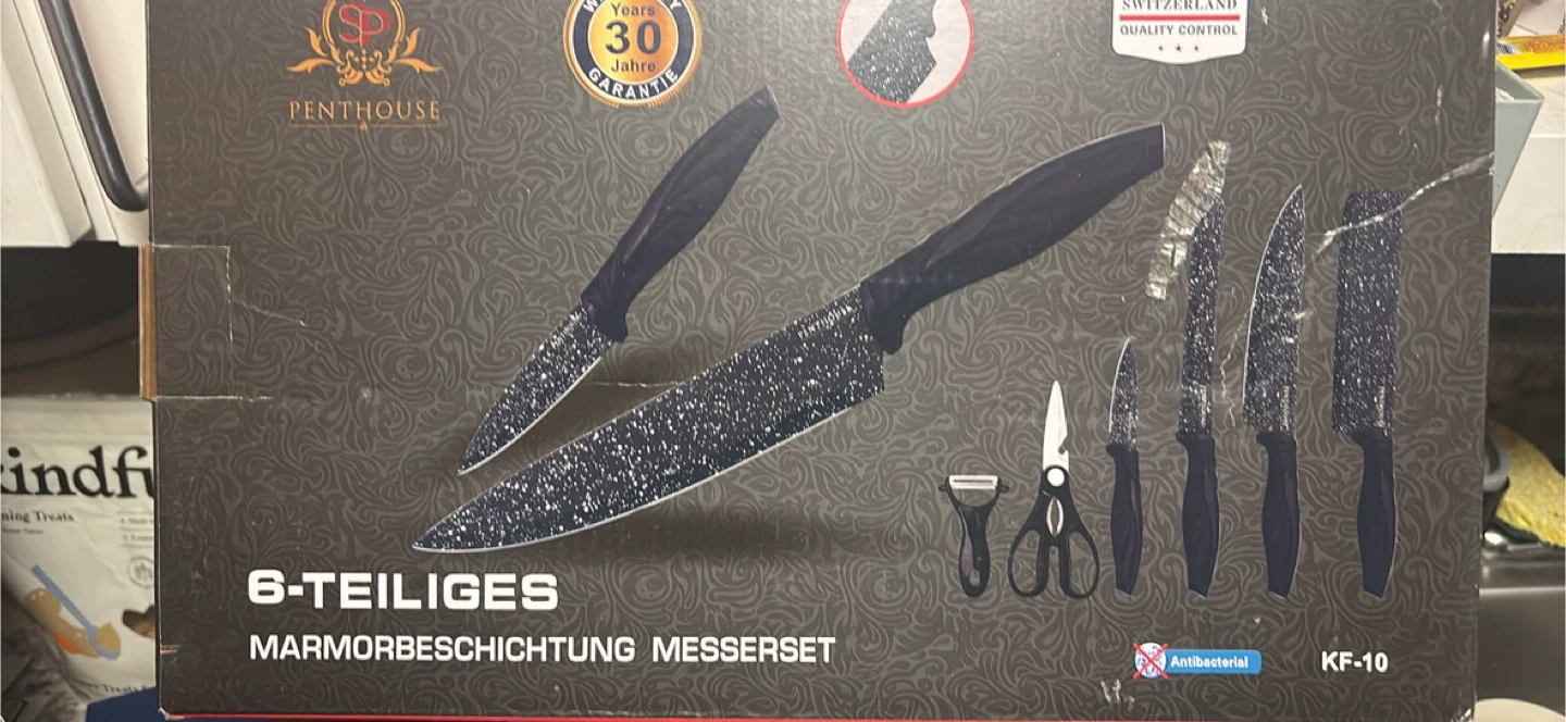 PENTHOUSE 6-Piece Marble Coating Knife Set with Peeler & Shears - photo 2