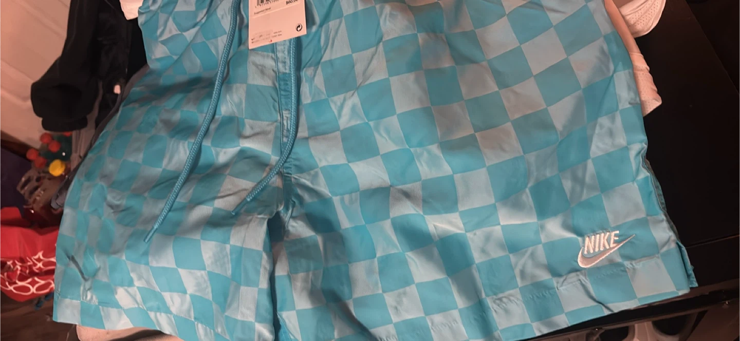 Nike Men's Blue Checkered Athletic Shorts Size M - photo 2