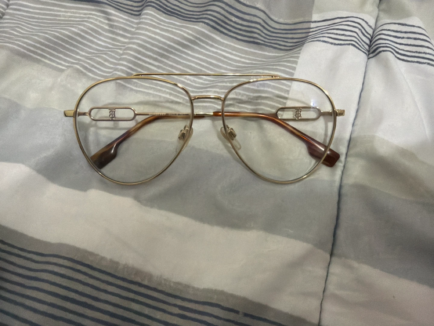 Burberry Aviator Style Eyeglasses Frames - Gold