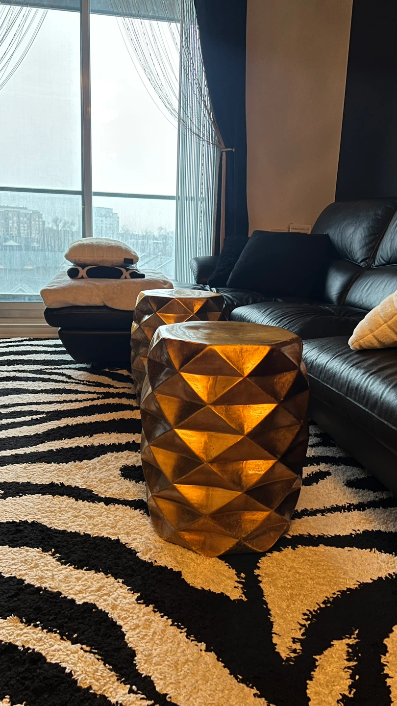 2x Gold Geometric Accent Table / Stool