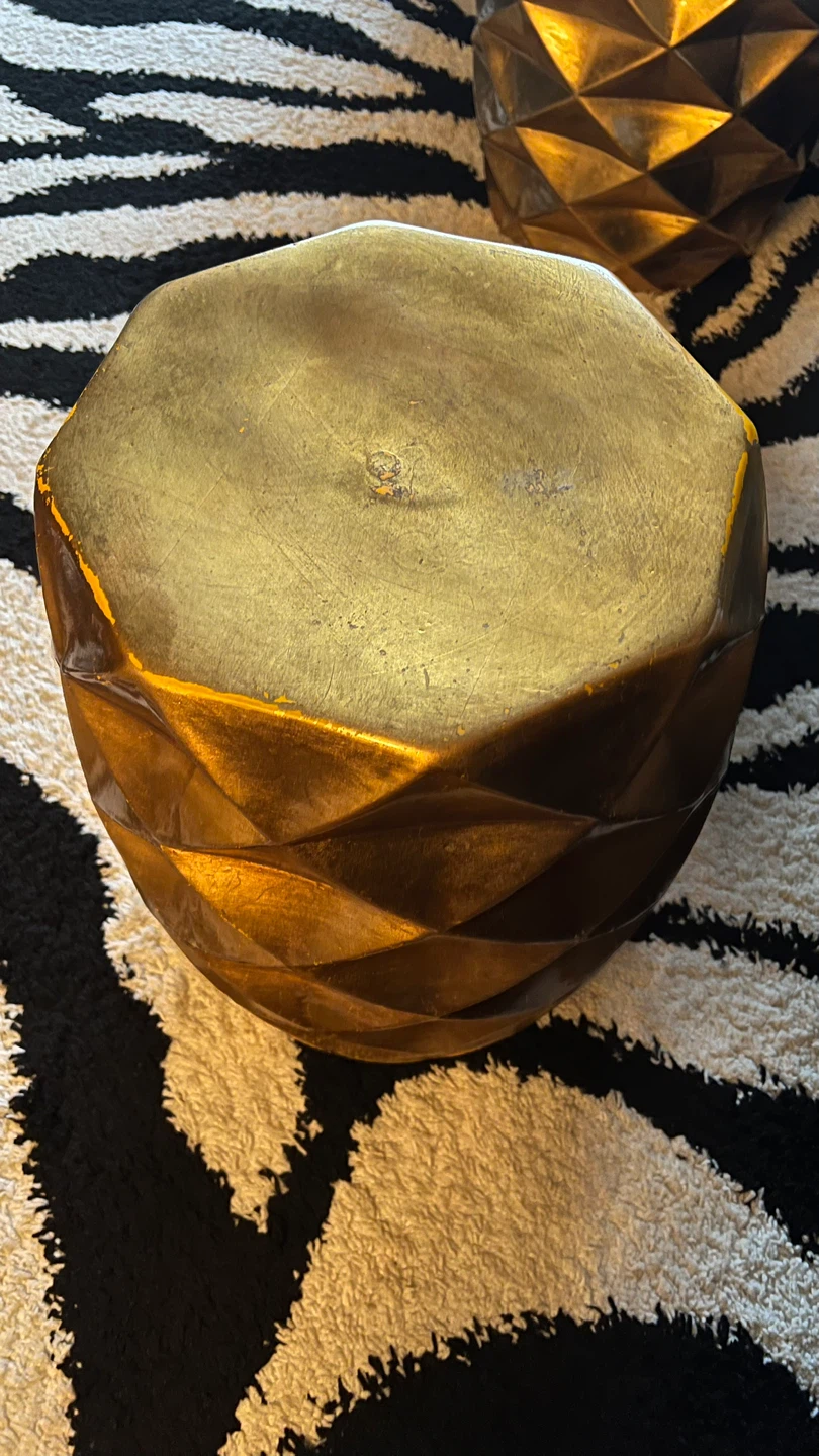 2x Gold Geometric Accent Table / Stool - photo 4