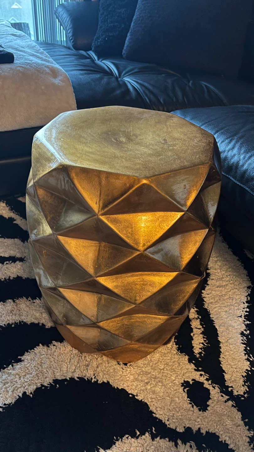 2x Gold Geometric Accent Table / Stool - photo 3