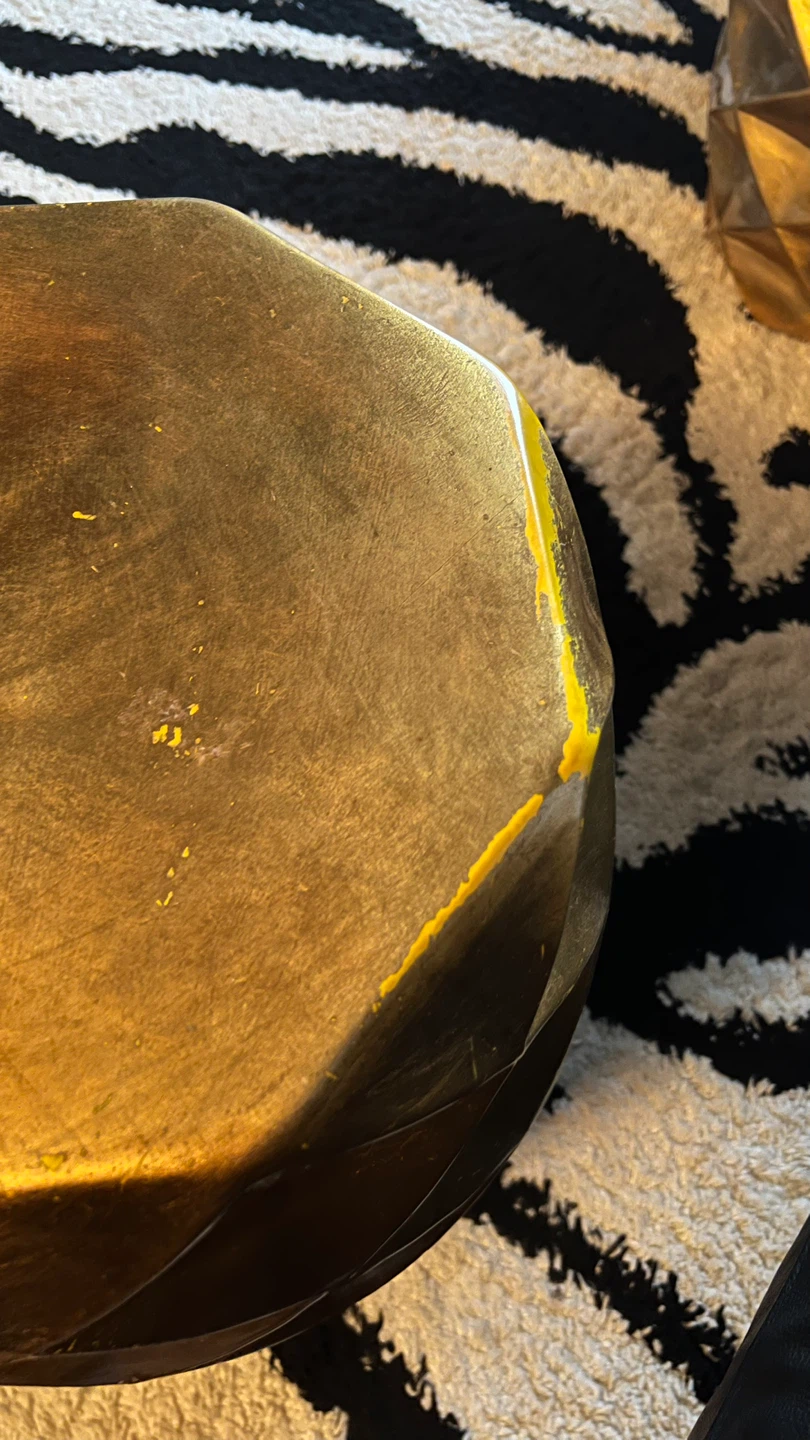 2x Gold Geometric Accent Table / Stool - photo 2