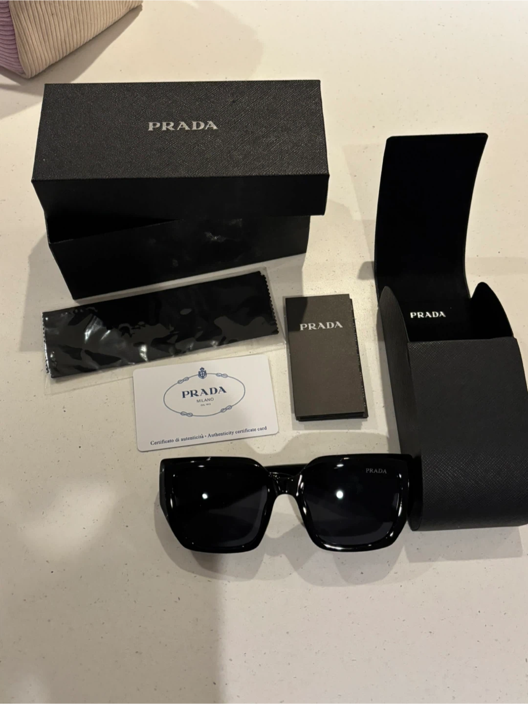 Prada Black Sunglasses with Case and Box