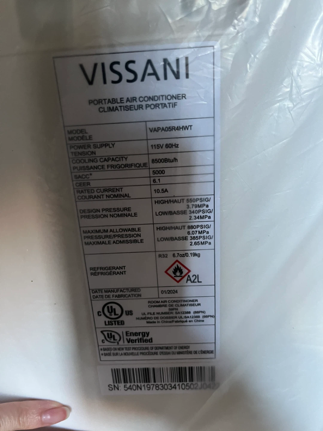 VISSANI Portable Air Conditioner - photo 2