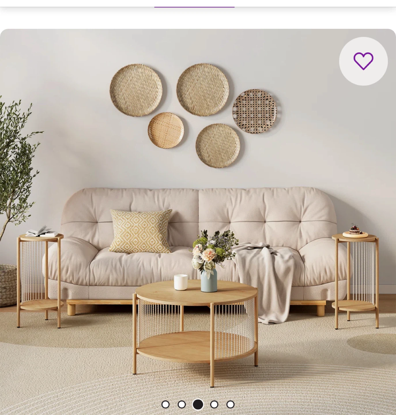 Bradham Boho Natural Fibre Coffee and End Table Set - photo 2