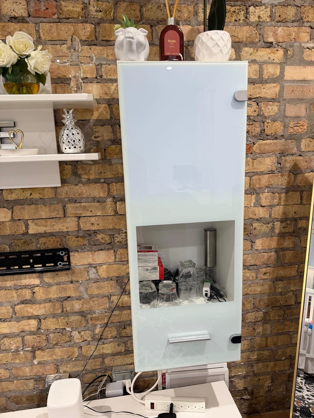 White Media Console and Wall Cabinets - photo 3