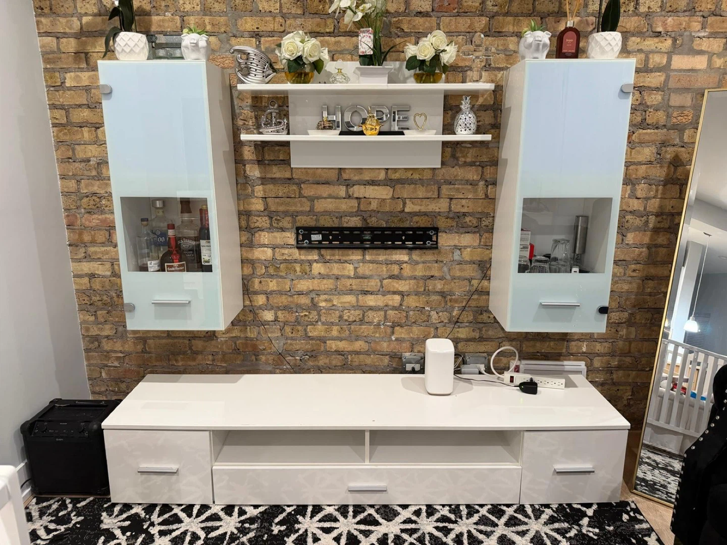 White Media Console and Wall Cabinets - photo 5