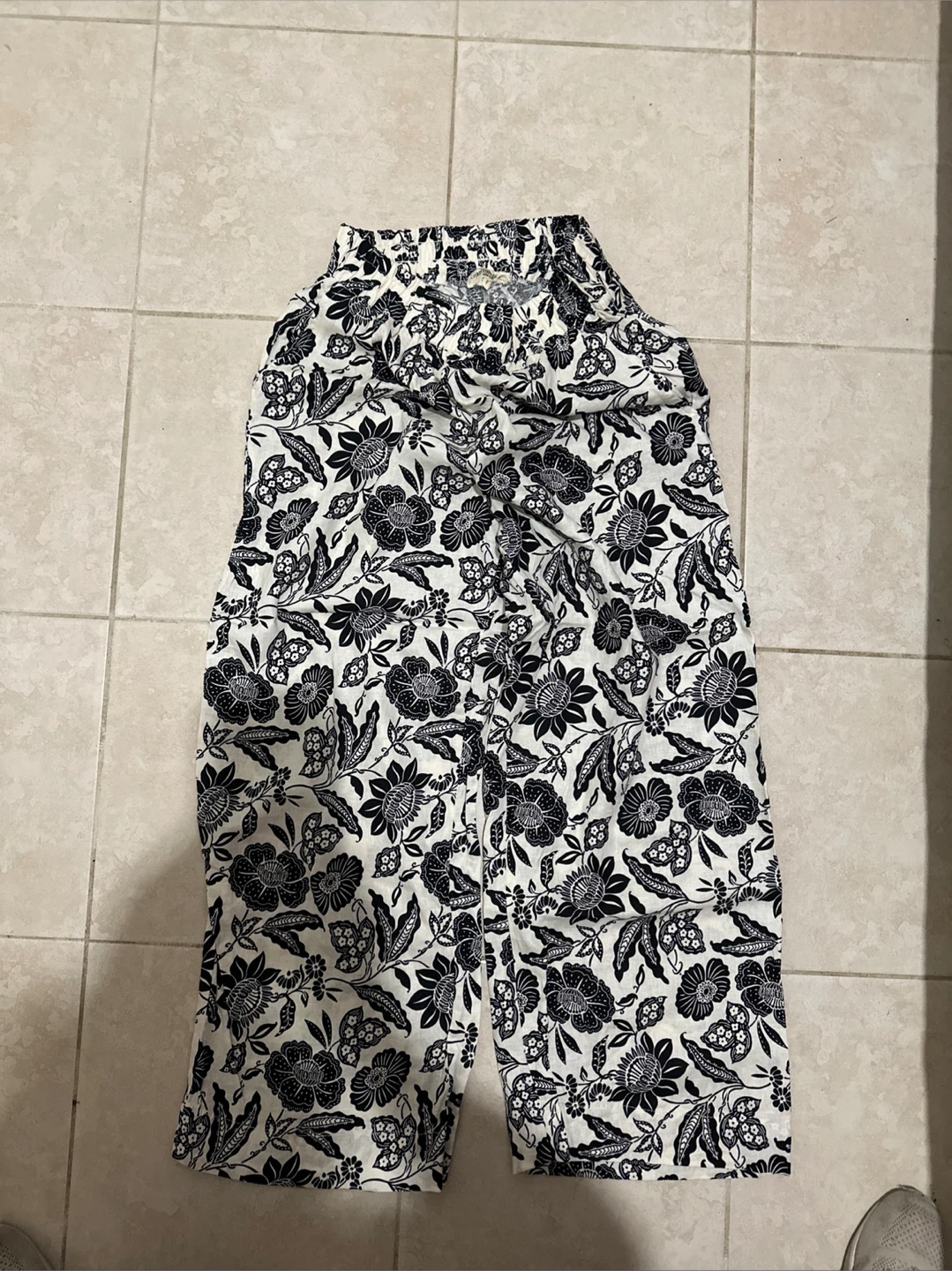 Christiian siriano Black & White Floral Wide Leg Pants Size S - photo 2