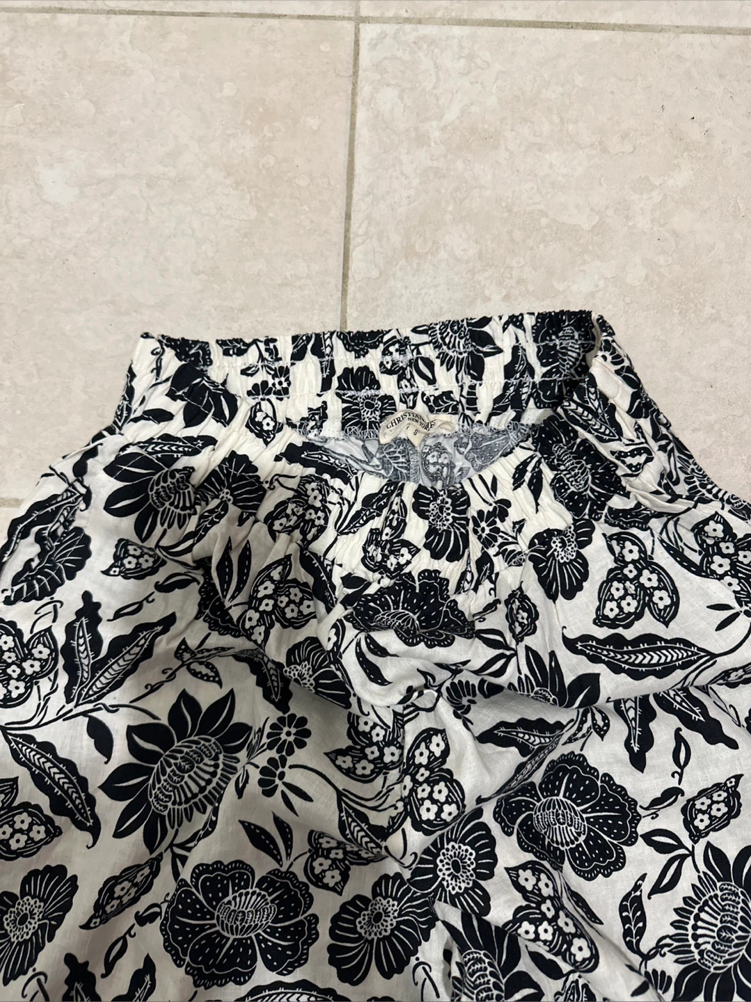 Christiian siriano Black & White Floral Wide Leg Pants Size S - photo 4