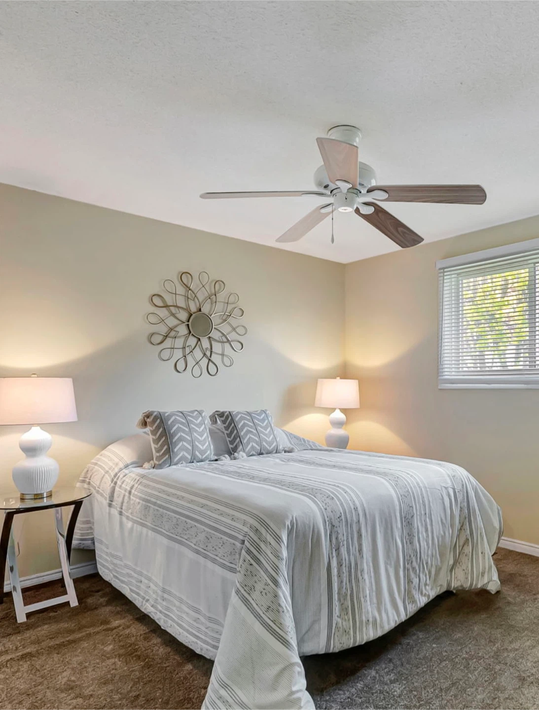 White Ceiling Fan with Wooden Blades
