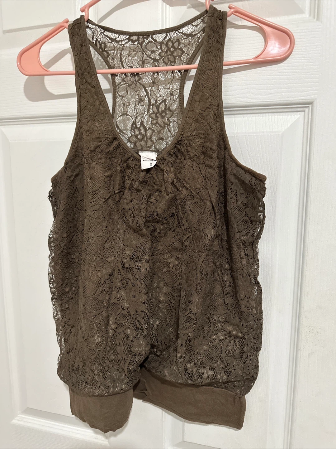 Brown Lace Racerback Tank Top - Size M