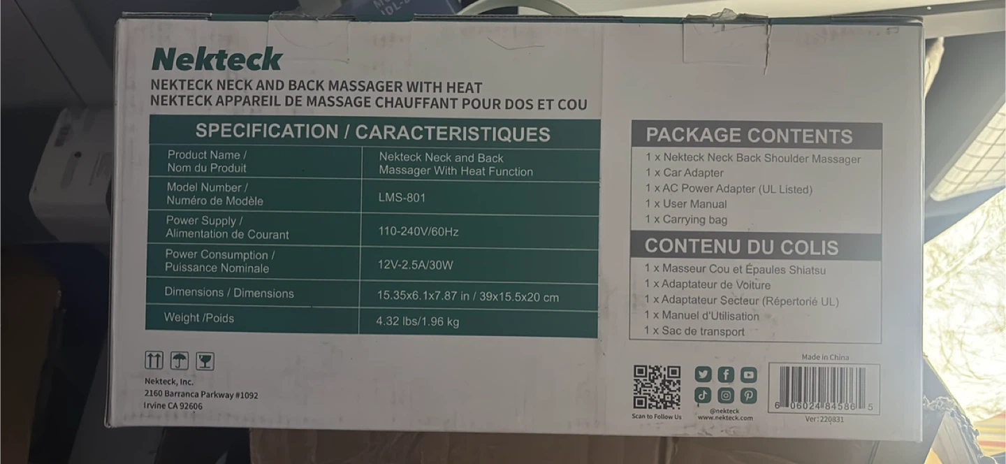 Nekteck Neck and Back Massager with Heat - photo 2