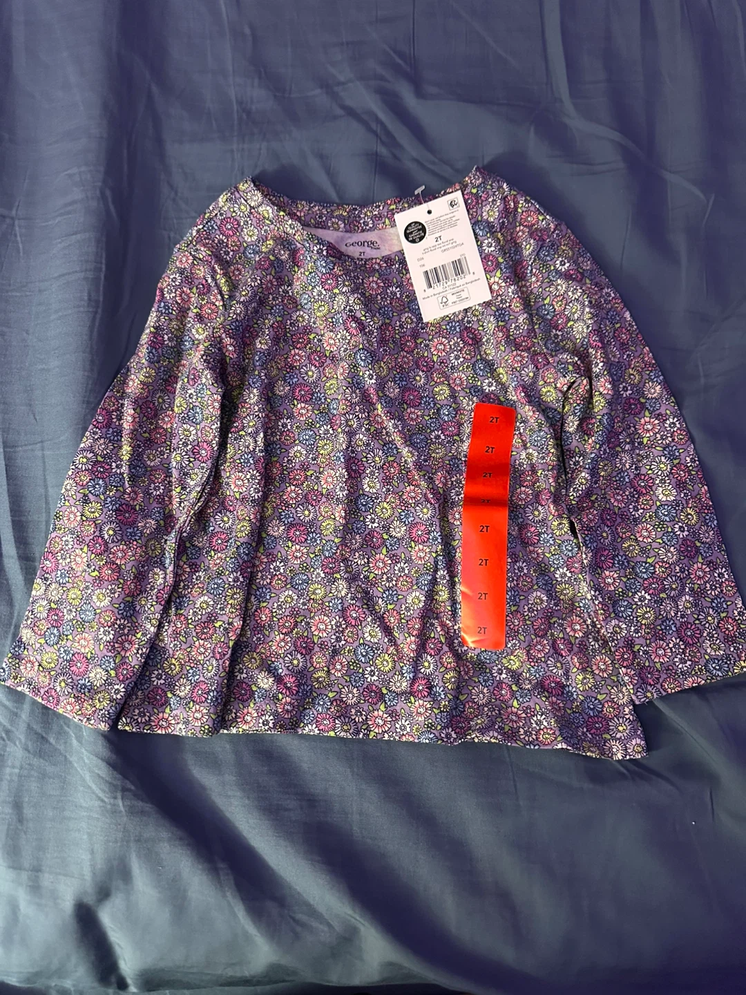 George Girls Floral Long Sleeve Top & Pants Set - Size 2T - photo 2