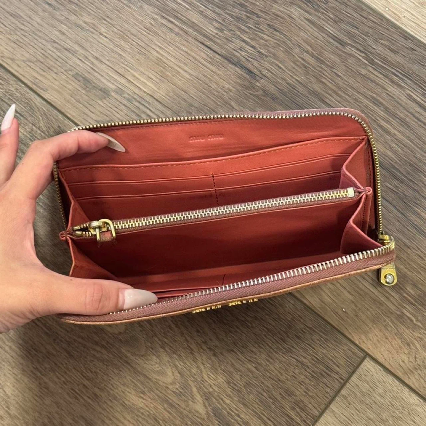 Miu Miu Pink Crocodile Embossed Leather Wallet - photo 3